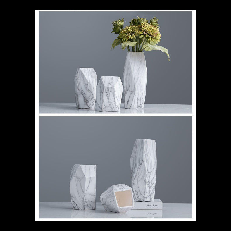 Jarron ceramica estilo marmoleado mediano 13cm* 20cm